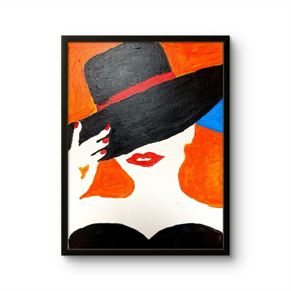 Papa Diouf Painting Woman Wide Brim Hat Modern Fashion Multi 11x14 New